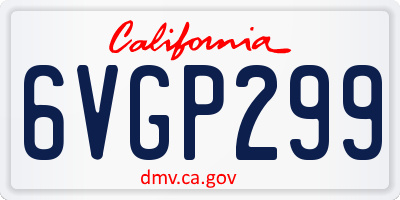 CA license plate 6VGP299