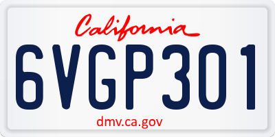 CA license plate 6VGP301