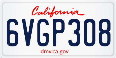 CA license plate 6VGP308