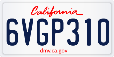 CA license plate 6VGP310