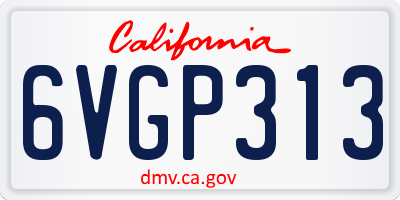 CA license plate 6VGP313