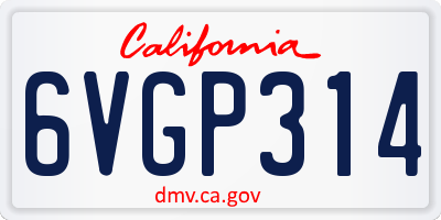 CA license plate 6VGP314