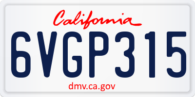 CA license plate 6VGP315