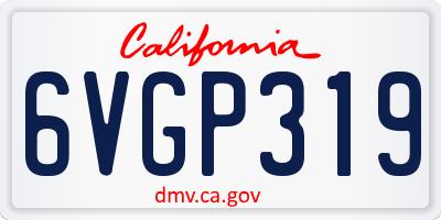 CA license plate 6VGP319