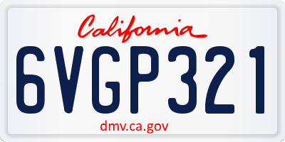 CA license plate 6VGP321