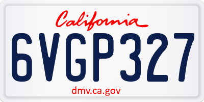 CA license plate 6VGP327