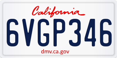 CA license plate 6VGP346