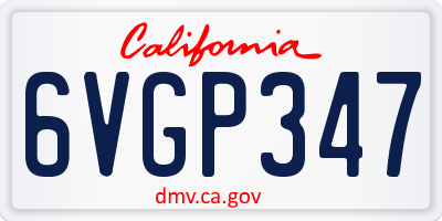 CA license plate 6VGP347