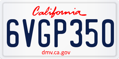 CA license plate 6VGP350