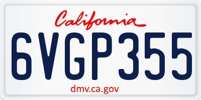 CA license plate 6VGP355