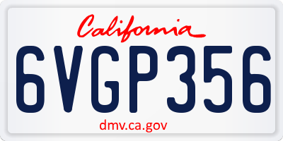 CA license plate 6VGP356