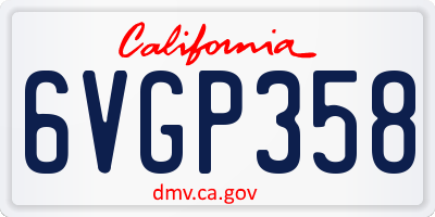 CA license plate 6VGP358