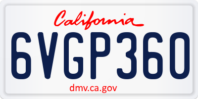 CA license plate 6VGP360