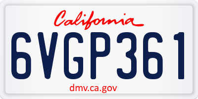 CA license plate 6VGP361