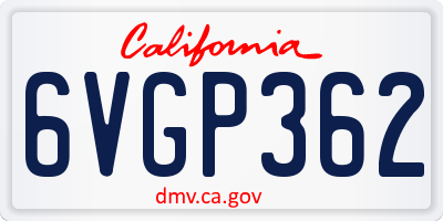 CA license plate 6VGP362
