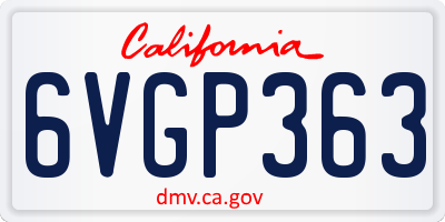 CA license plate 6VGP363