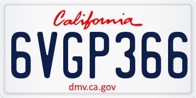 CA license plate 6VGP366