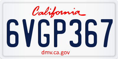 CA license plate 6VGP367