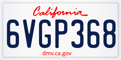 CA license plate 6VGP368