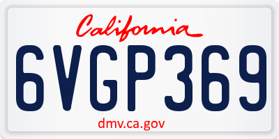 CA license plate 6VGP369
