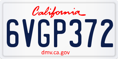 CA license plate 6VGP372