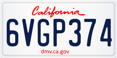 CA license plate 6VGP374