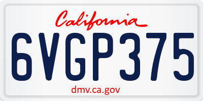 CA license plate 6VGP375