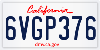 CA license plate 6VGP376