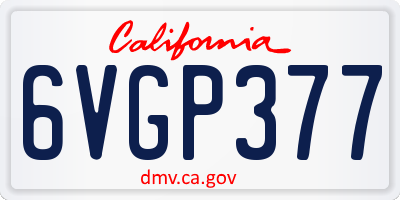 CA license plate 6VGP377
