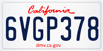 CA license plate 6VGP378