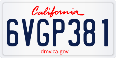 CA license plate 6VGP381