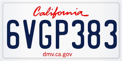CA license plate 6VGP383