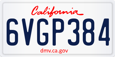 CA license plate 6VGP384