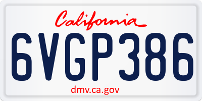 CA license plate 6VGP386