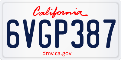 CA license plate 6VGP387