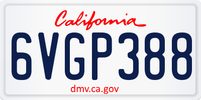 CA license plate 6VGP388