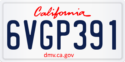 CA license plate 6VGP391