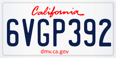 CA license plate 6VGP392
