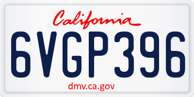 CA license plate 6VGP396