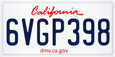CA license plate 6VGP398