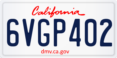 CA license plate 6VGP402