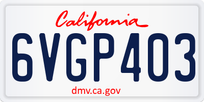 CA license plate 6VGP403