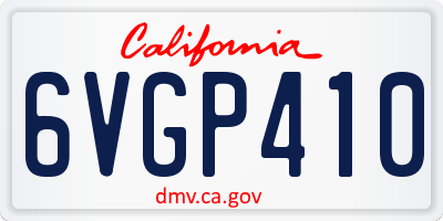 CA license plate 6VGP410