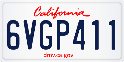 CA license plate 6VGP411
