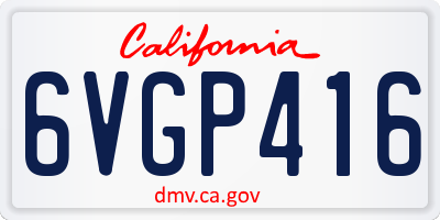 CA license plate 6VGP416