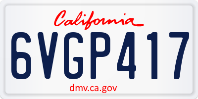 CA license plate 6VGP417