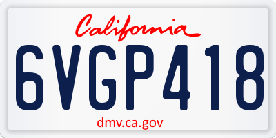 CA license plate 6VGP418