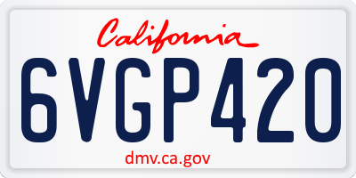 CA license plate 6VGP420