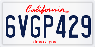 CA license plate 6VGP429