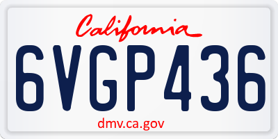 CA license plate 6VGP436